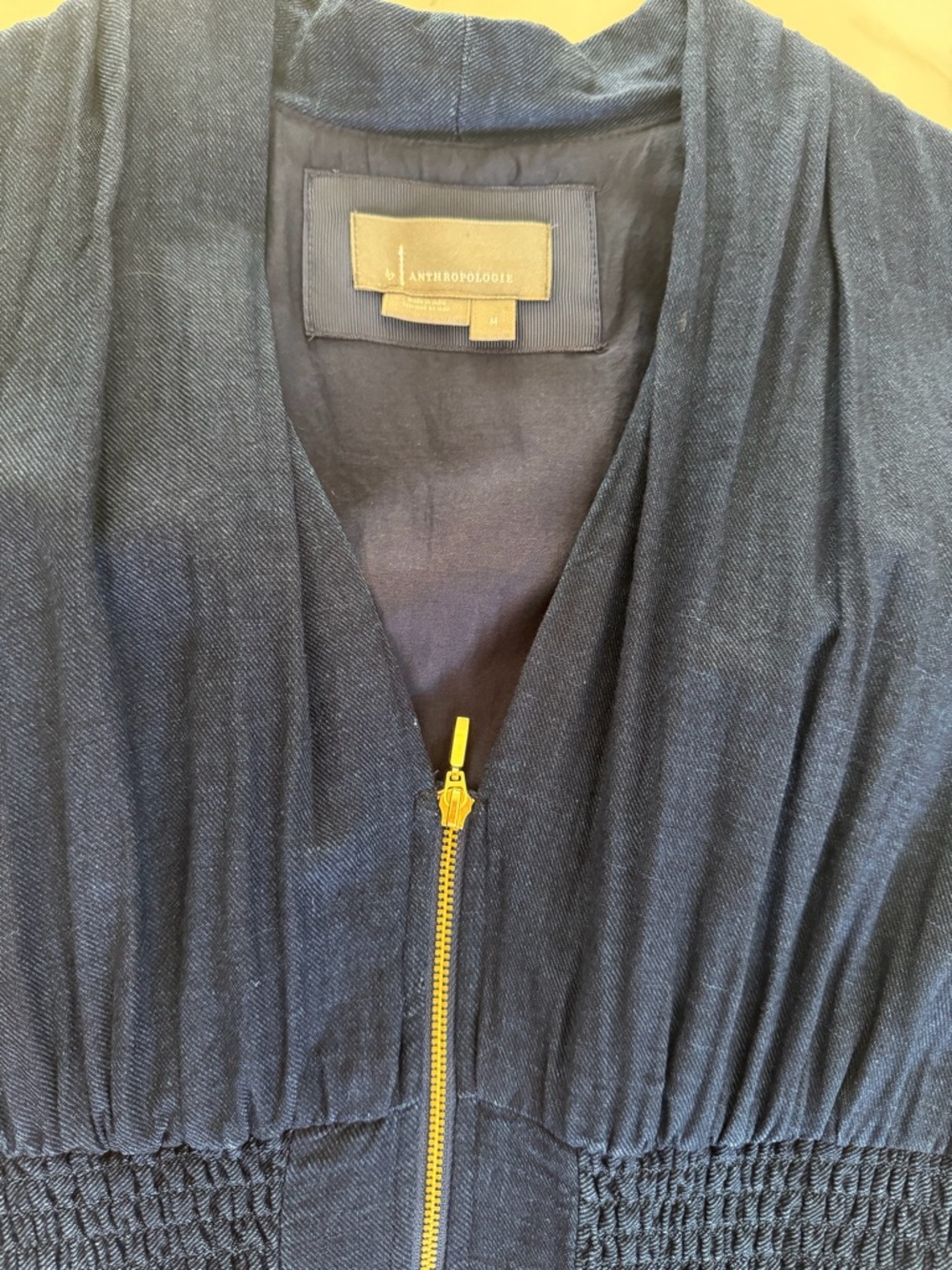 🔥 RARE by Anthropologie The Tommie Zip-Front Midi Dress - Navy Storm - M - Picture 3 of 6